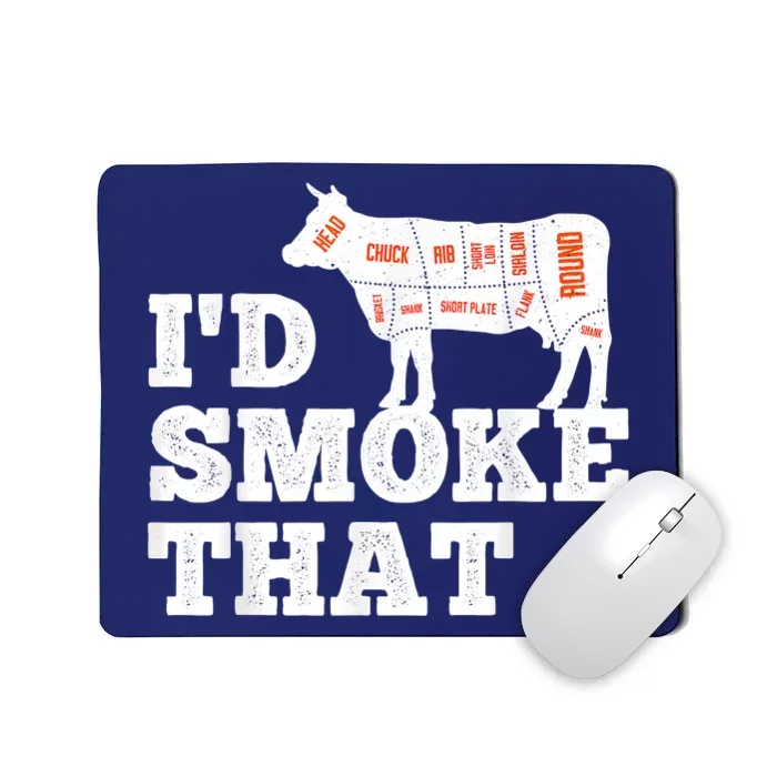 Chef Butcher Cook BBQ I'd Smoke That Funny Barbecue Cow Mousepad