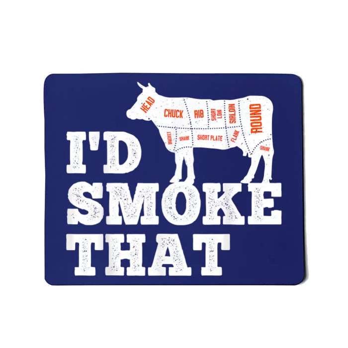 Chef Butcher Cook BBQ I'd Smoke That Funny Barbecue Cow Mousepad