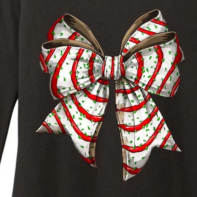 Coquette Bow Christmas Tree Cake Christmas Vibes Womens CVC Long Sleeve Shirt