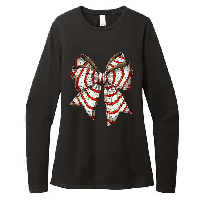 Coquette Bow Christmas Tree Cake Christmas Vibes Womens CVC Long Sleeve Shirt