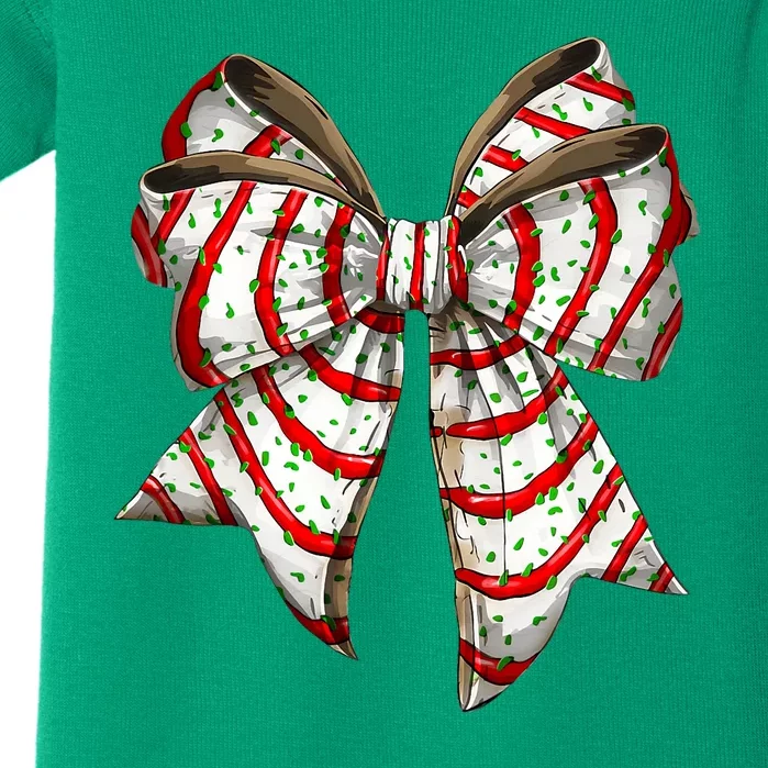 Coquette Bow Christmas Tree Cake Christmas Vibes Baby Bodysuit