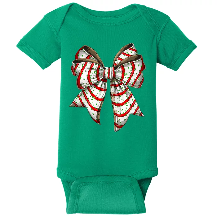 Coquette Bow Christmas Tree Cake Christmas Vibes Baby Bodysuit