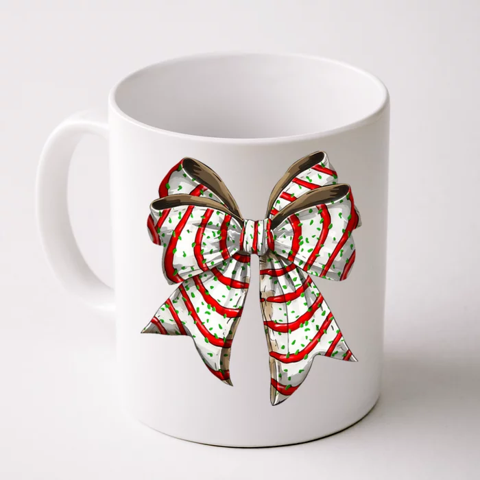 Coquette Bow Christmas Tree Cake Christmas Vibes Front & Back Coffee Mug