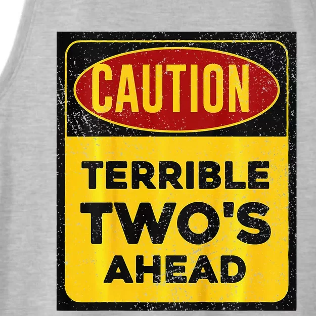 Construction Birthday Caution Terrible Two Ahead Ladies Tri-Blend Wicking Tank