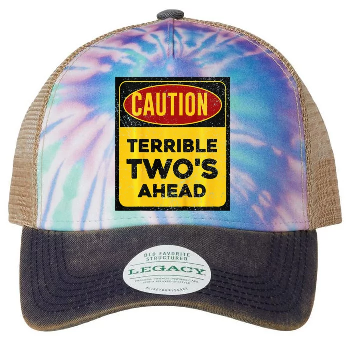 Construction Birthday Caution Terrible Two Ahead Legacy Tie Dye Trucker Hat