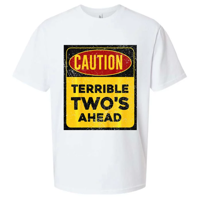 Construction Birthday Caution Terrible Two Ahead Sueded Cloud Jersey T-Shirt