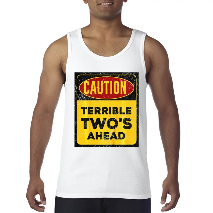 Construction Birthday Caution Terrible Two Ahead Tank Top