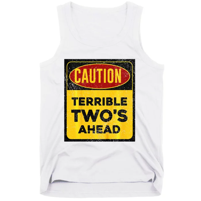 Construction Birthday Caution Terrible Two Ahead Tank Top