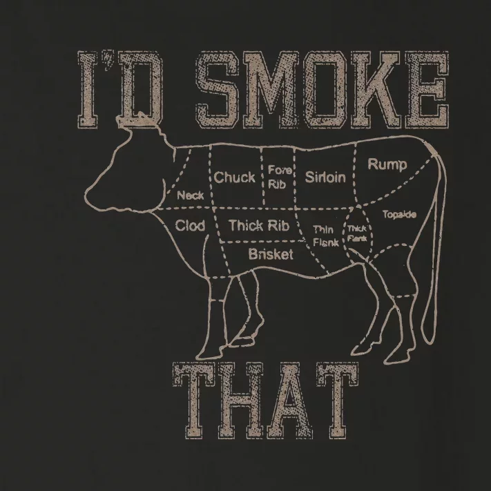 Chef Butcher Cook BBQ I'd Smoke That Cow Beef Funny Gift Toddler Long Sleeve Shirt