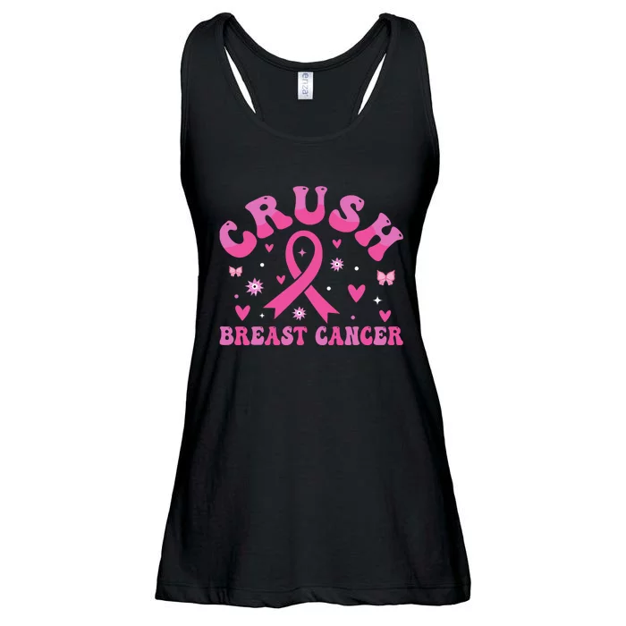 Crush Breast Cancer Awareness Bling Pink Ribbon Ladies Essential Flowy Tank