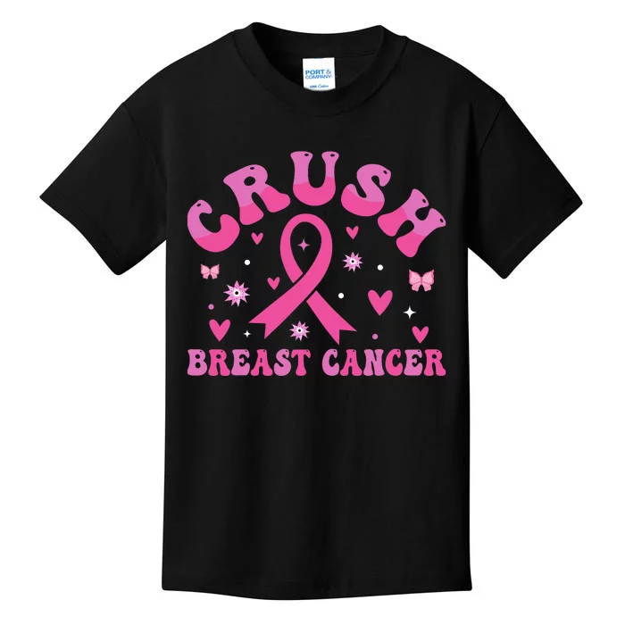 Crush Breast Cancer Awareness Bling Pink Ribbon Kids T-Shirt