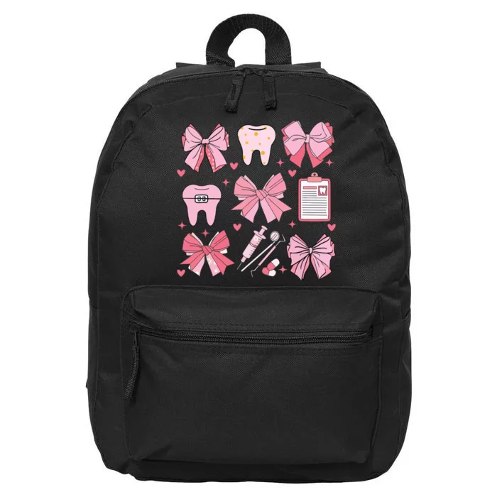 Coquette Bow Cute Teeth Dentist Squad Dental Assistant 16 in Basic Backpack