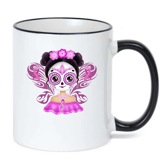 Cute Breast Cancer Awareness Sugar Skull Girl Black Color Changing Mug