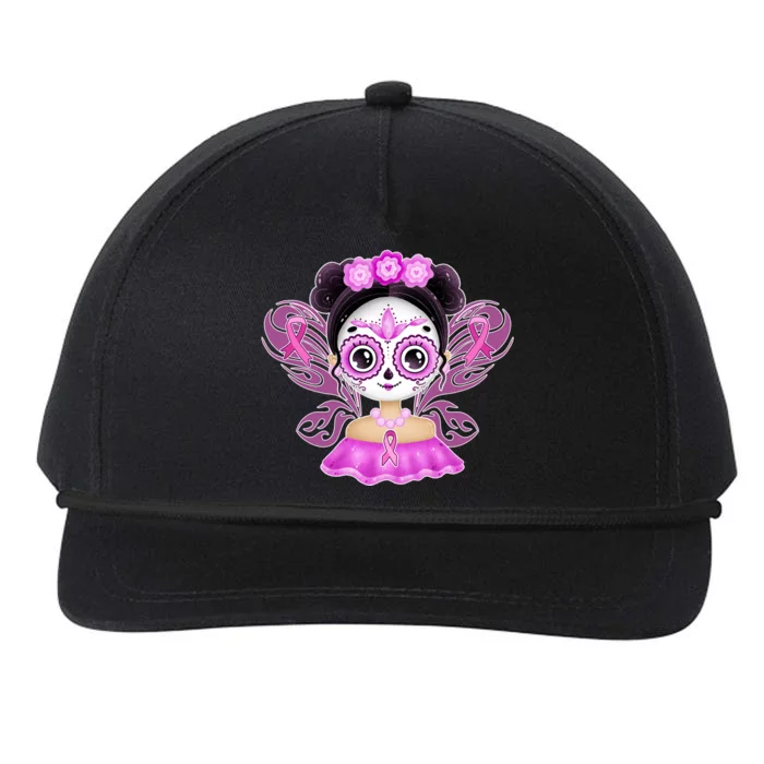 Cute Breast Cancer Awareness Sugar Skull Girl Snapback Five-Panel Rope Hat