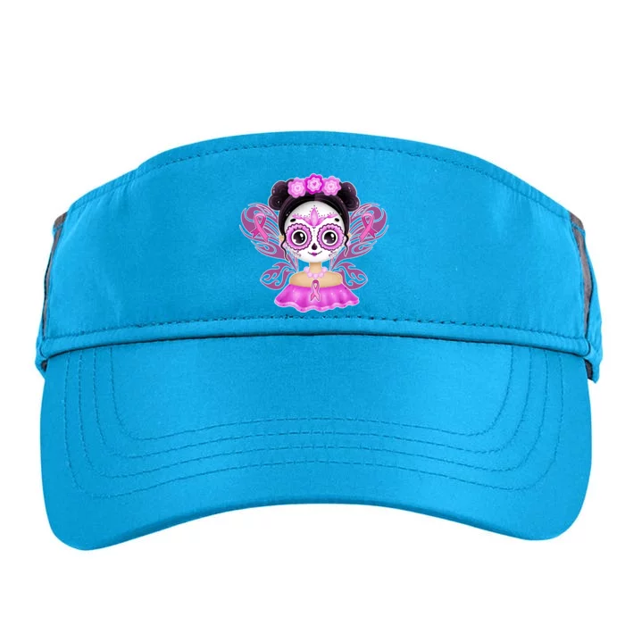 Cute Breast Cancer Awareness Sugar Skull Girl Adult Drive Performance Visor