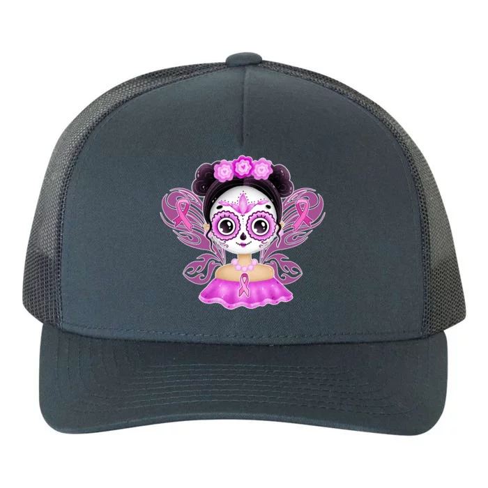 Cute Breast Cancer Awareness Sugar Skull Girl Yupoong Adult 5-Panel Trucker Hat