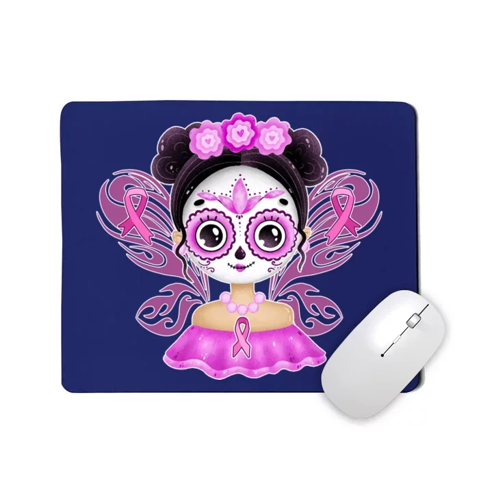 Cute Breast Cancer Awareness Sugar Skull Girl Mousepad