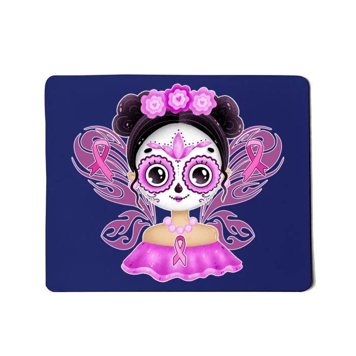 Cute Breast Cancer Awareness Sugar Skull Girl Mousepad