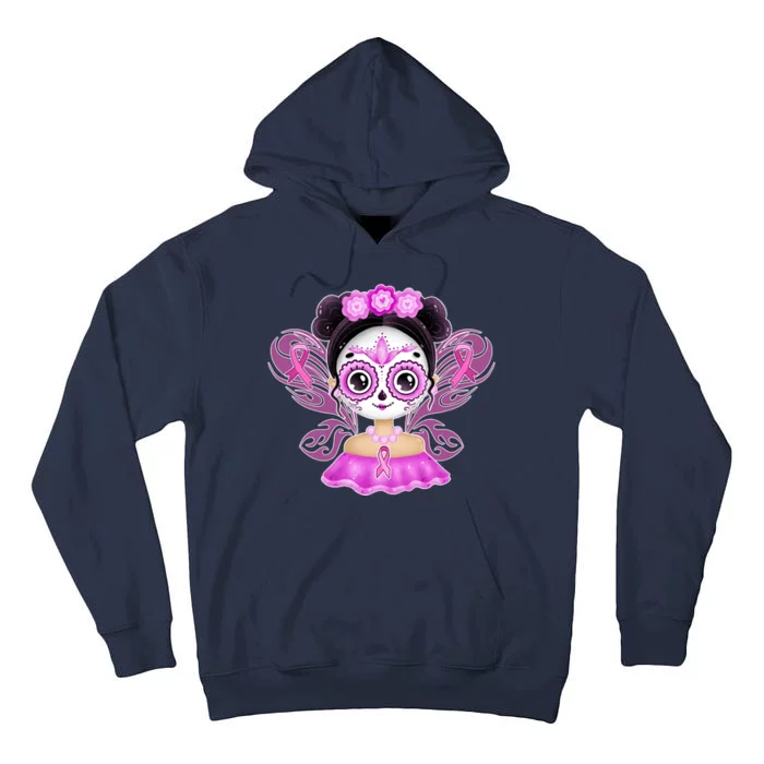 Cute Breast Cancer Awareness Sugar Skull Girl Tall Hoodie