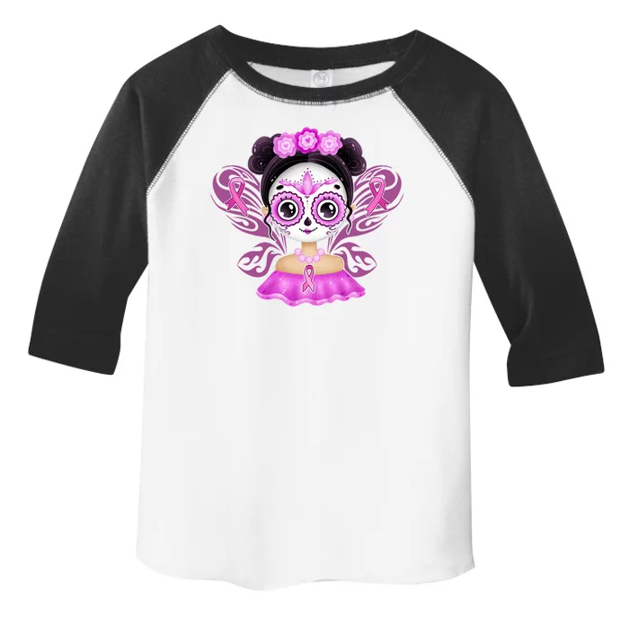 Cute Breast Cancer Awareness Sugar Skull Girl Toddler Fine Jersey T-Shirt