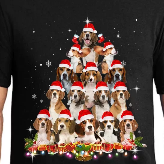 Cute Beagles Christmas Tree Dog Santa Xmas Tee Funny Pajamas Gift Pajama Set