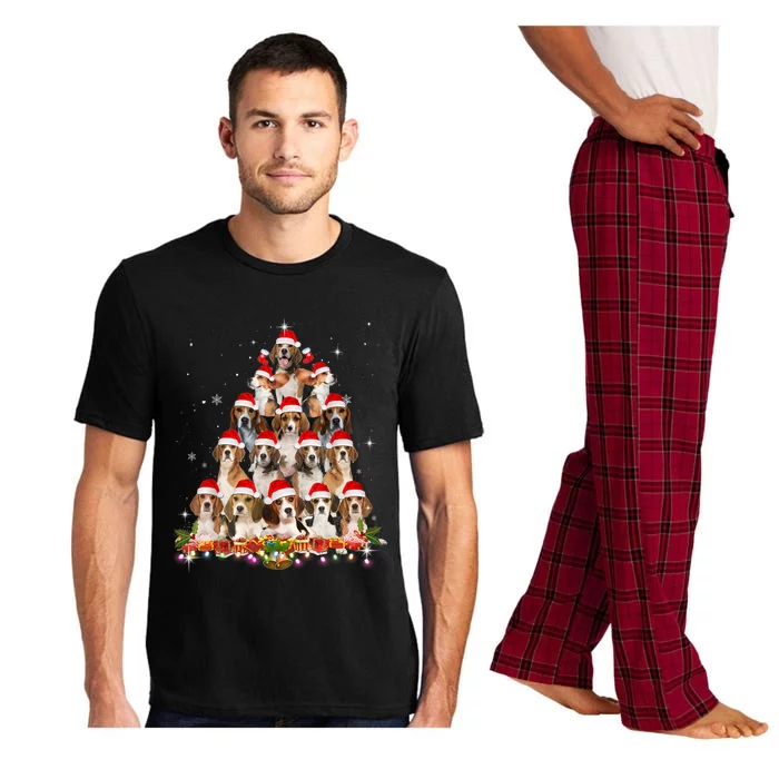 Cute Beagles Christmas Tree Dog Santa Xmas Tee Funny Pajamas Gift Pajama Set