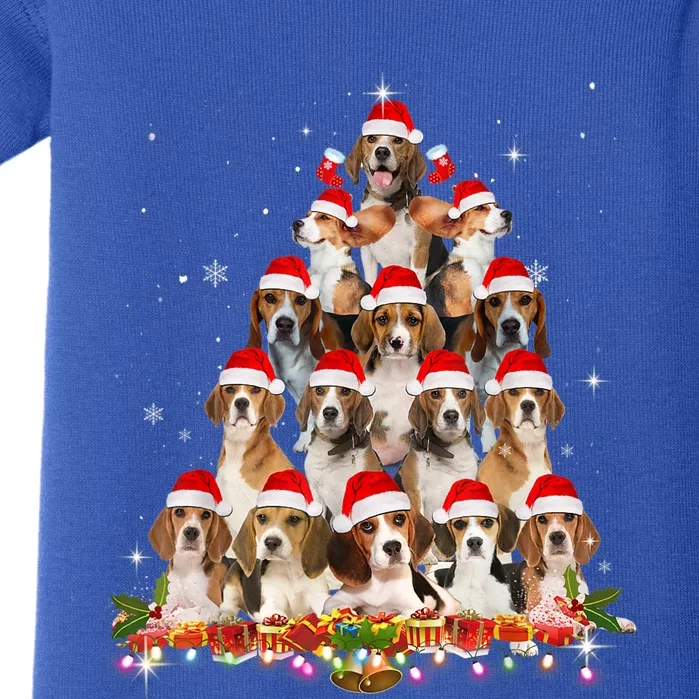 Cute Beagles Christmas Tree Dog Santa Xmas Tee Funny Pajamas Gift Baby Bodysuit