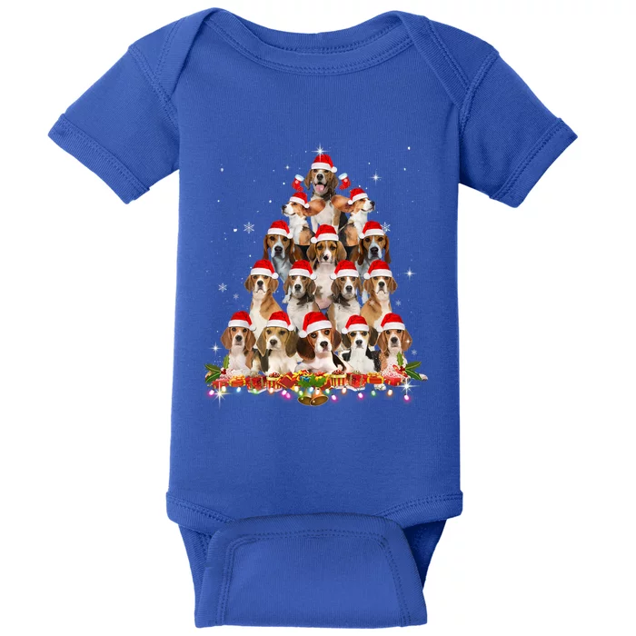 Cute Beagles Christmas Tree Dog Santa Xmas Tee Funny Pajamas Gift Baby Bodysuit