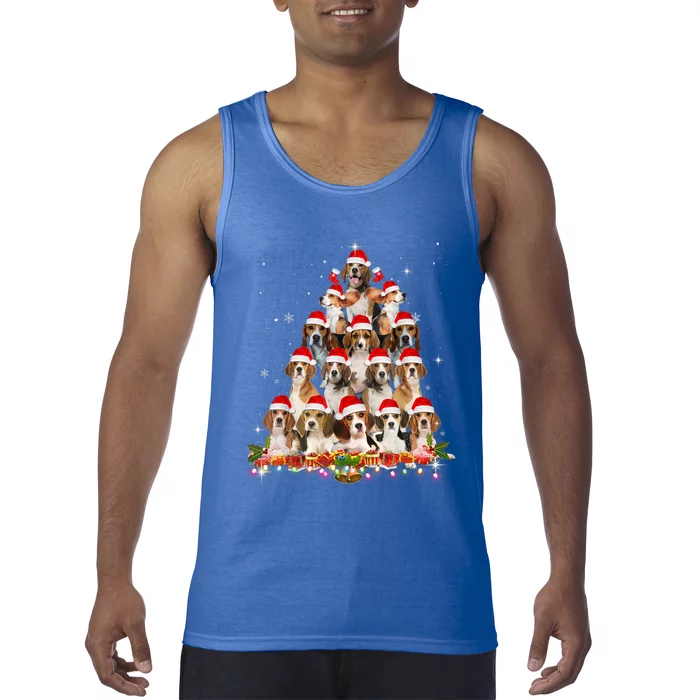 Cute Beagles Christmas Tree Dog Santa Xmas Tee Funny Pajamas Gift Tank Top