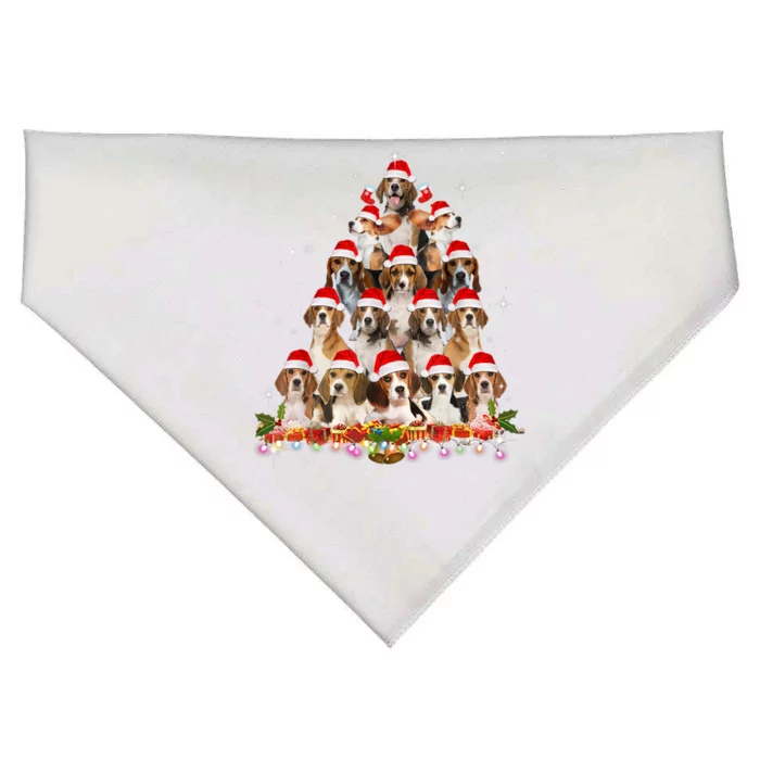 Cute Beagles Christmas Tree Dog Santa Xmas Tee Funny Pajamas Gift USA-Made Doggie Bandana