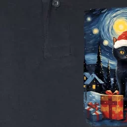 Christmas Black Cat Starry Night Van Gogh Retro Cat Art Softstyle Adult Sport Polo