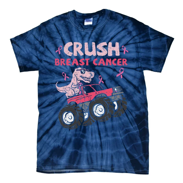 Crush Breast Cancer Awareness Monster Truck Pin.K Ribbon Tie-Dye T-Shirt