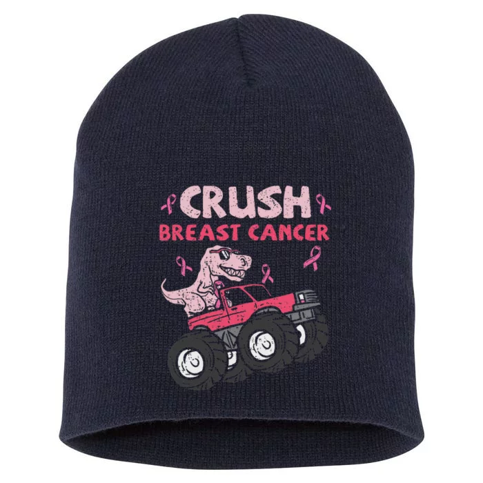 Crush Breast Cancer Awareness Monster Truck Pin.K Ribbon Short Acrylic Beanie