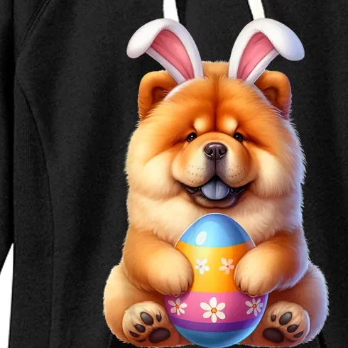 Cute Bunny Chow Chow Dog Easter Hug Eggs Easter Day Women's Fleece Hoodie