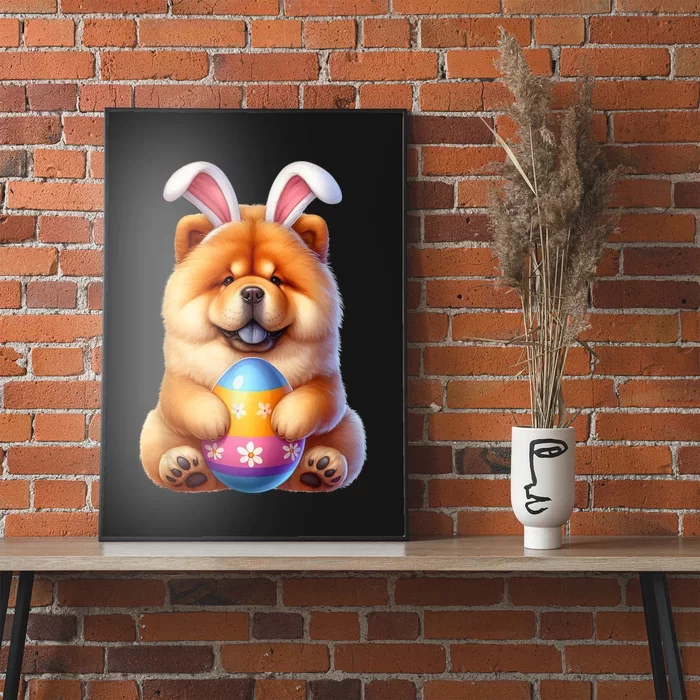 Cute Bunny Chow Chow Dog Easter Hug Eggs Easter Day Poster