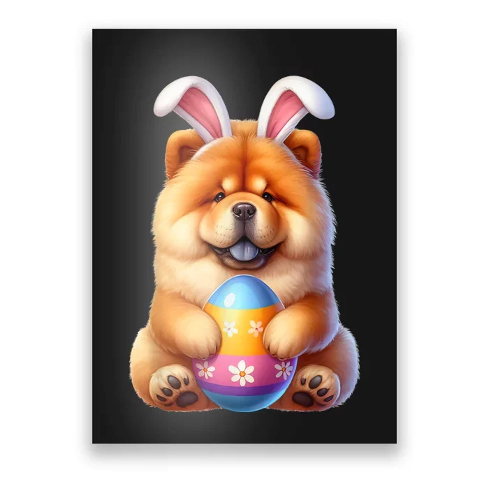 Cute Bunny Chow Chow Dog Easter Hug Eggs Easter Day Poster