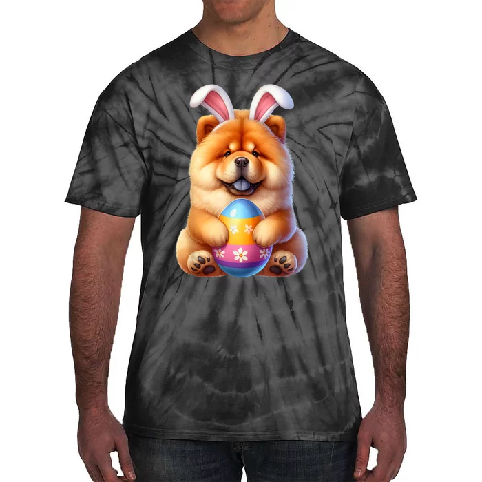 Cute Bunny Chow Chow Dog Easter Hug Eggs Easter Day Tie-Dye T-Shirt