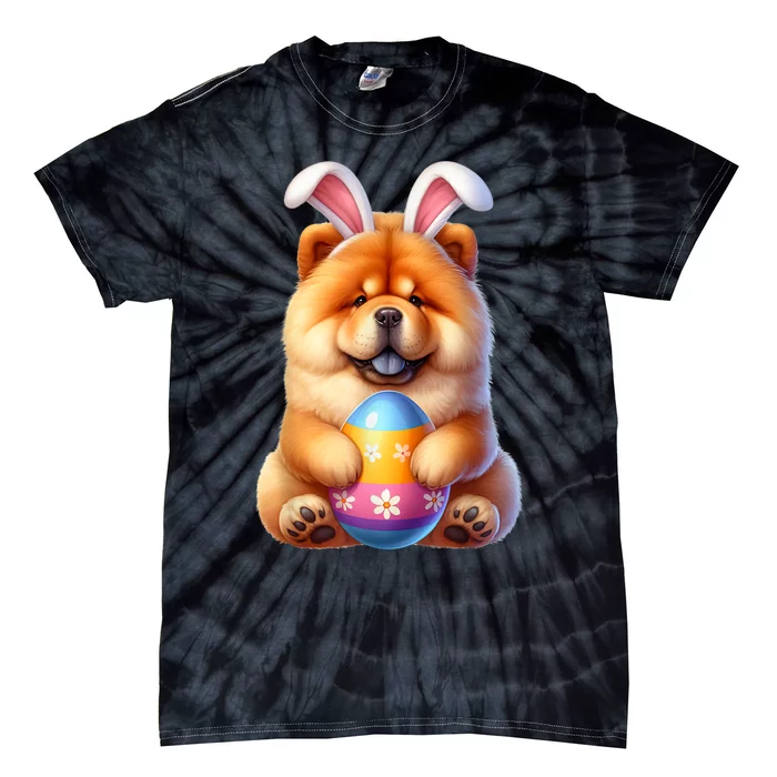 Cute Bunny Chow Chow Dog Easter Hug Eggs Easter Day Tie-Dye T-Shirt