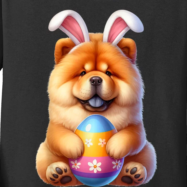 Cute Bunny Chow Chow Dog Easter Hug Eggs Easter Day Kids Long Sleeve Shirt