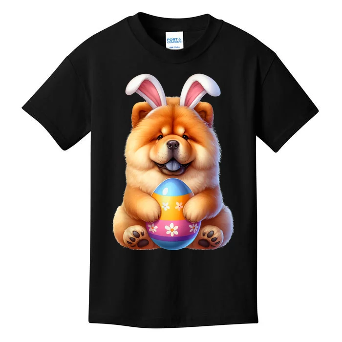 Cute Bunny Chow Chow Dog Easter Hug Eggs Easter Day Kids T-Shirt