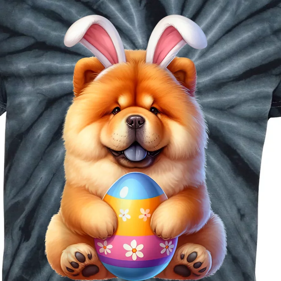 Cute Bunny Chow Chow Dog Easter Hug Eggs Easter Day Kids Tie-Dye T-Shirt