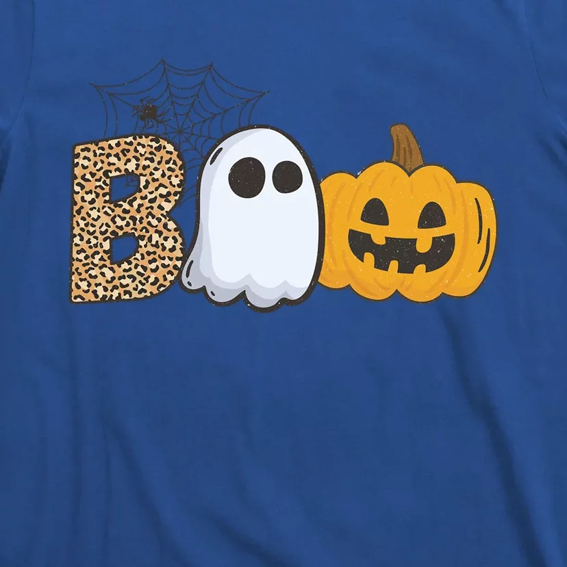 Cute But Creepy Ghost Boo Pumpkin Leopard Halloween Cute Gift T-Shirt