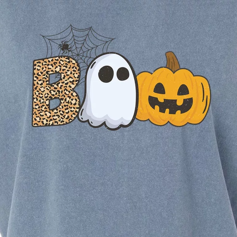 Cute But Creepy Ghost Boo Pumpkin Leopard Halloween Cute Gift Garment-Dyed Women's Muscle Tee