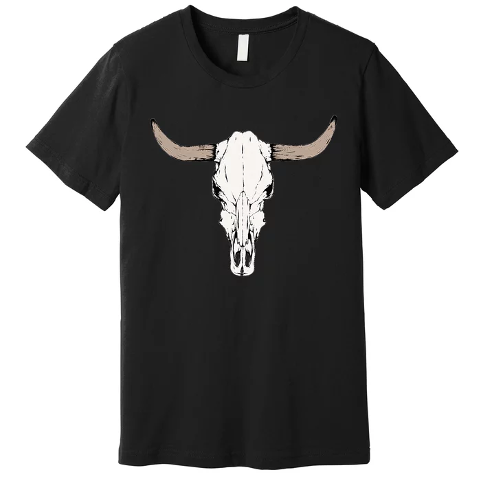 Cow Bull Cattle Skull Head Western Vintage Animal Graphic Premium T-Shirt