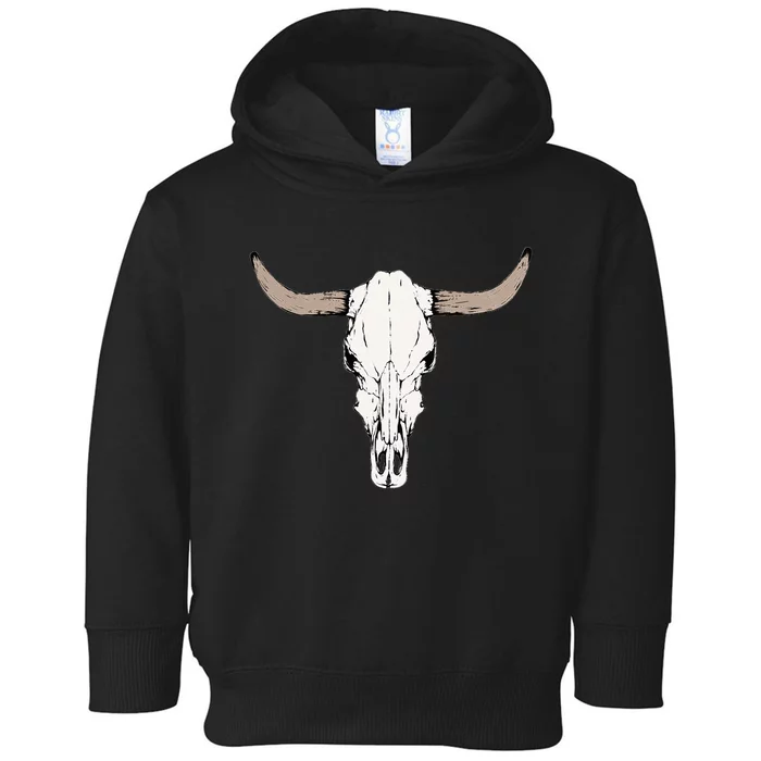 Cow Bull Cattle Skull Head Western Vintage Animal Graphic Toddler Hoodie