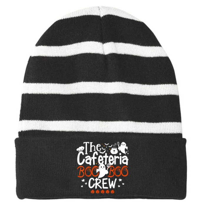 Cafeteria Boo Crew Teacher Lunch Lady Team Spooky Babe Ghost Striped Beanie with Solid Band