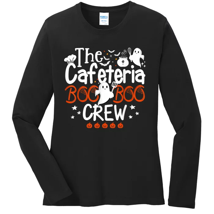 Cafeteria Boo Crew Teacher Lunch Lady Team Spooky Babe Ghost Ladies Long Sleeve Shirt