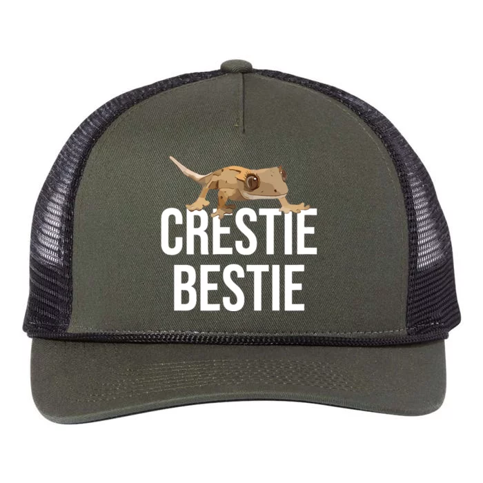 Crestie Bestie Crested Gecko Reptile Lizard Pet Lover Gift TShirt Retro Rope Trucker Hat Cap