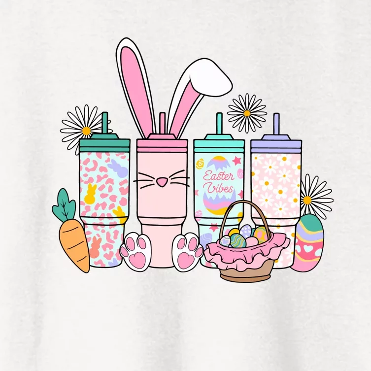 Cute Bunny Cup Lover Easter Day Women's Crop Top Tee