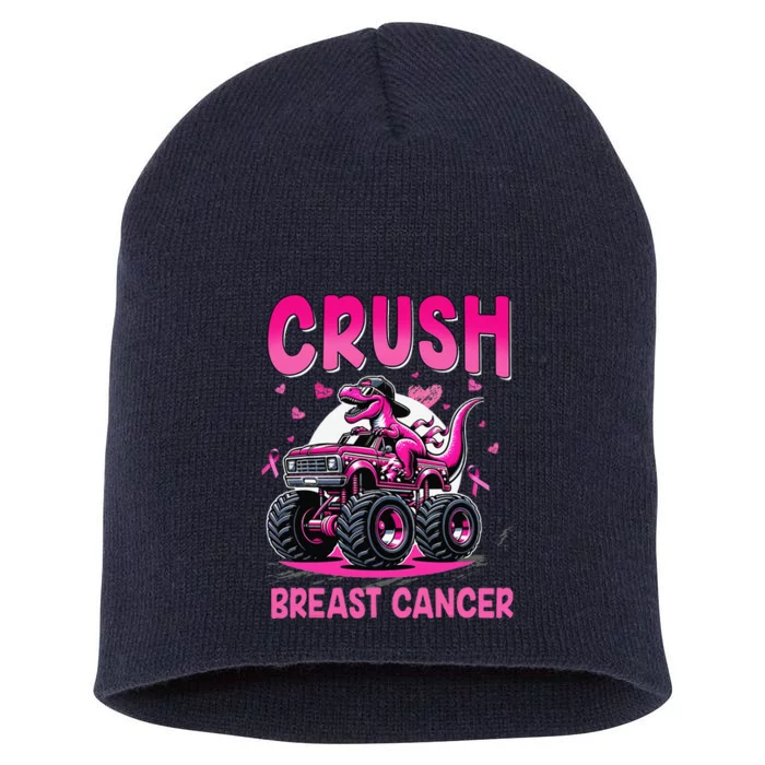 Crush Breast Cancer Awareness Monster Truck Boy Short Acrylic Beanie